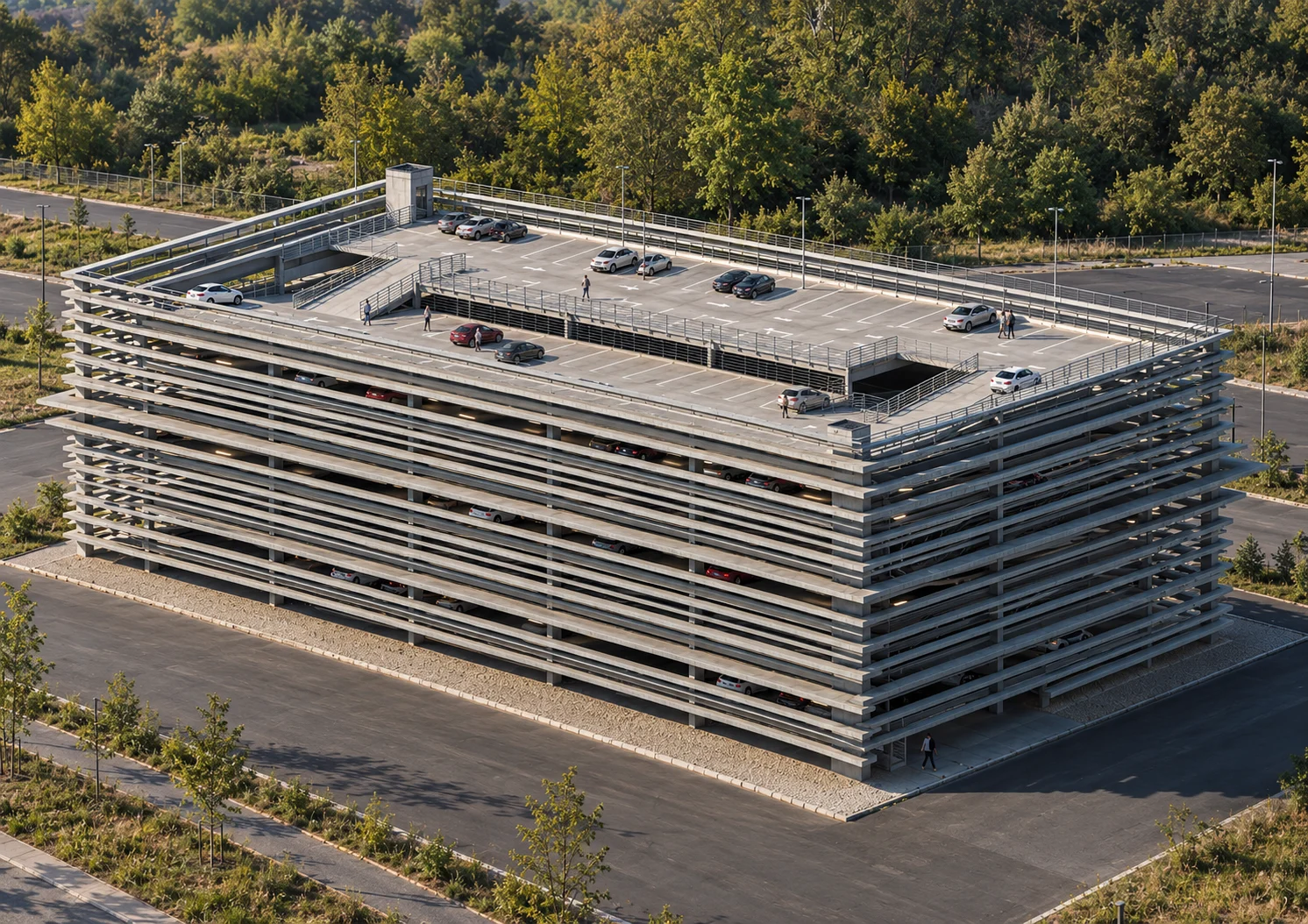 Multi-level parking garage architectural visualisation